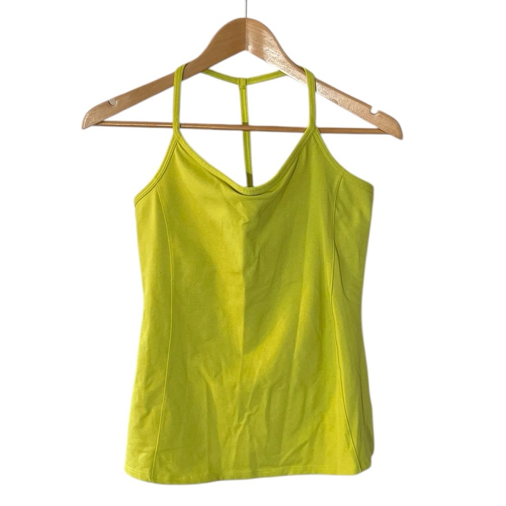 Y8- Athleta Medium Med M athletic Women’s Lime Green Tank Top with T-Back